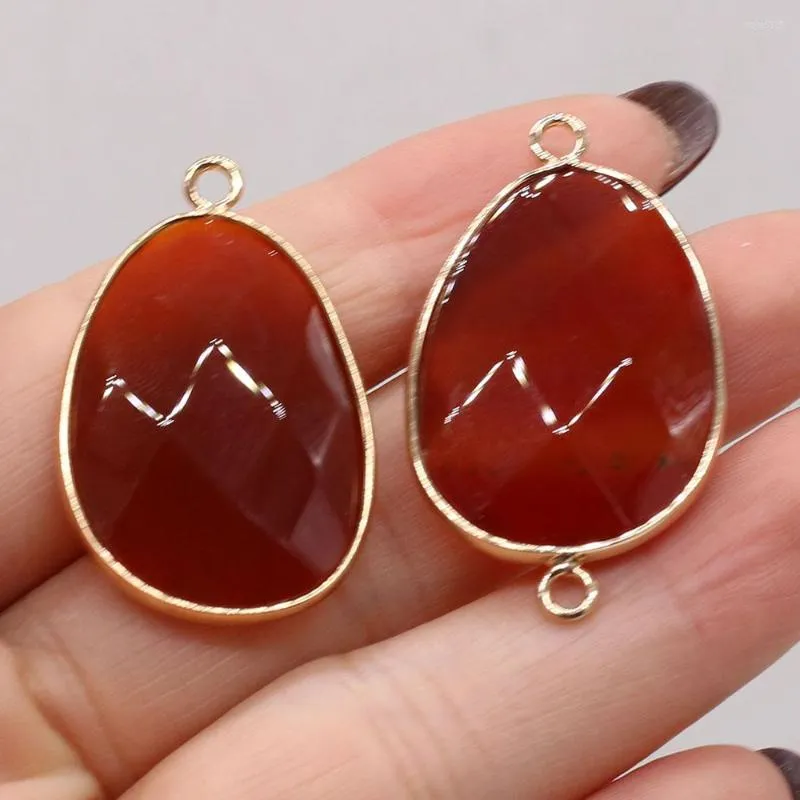 Charms Natural Semi-Erecious Stone Pendant Connector Red Agate Diy Jewelry Making Necklace Armband Gift