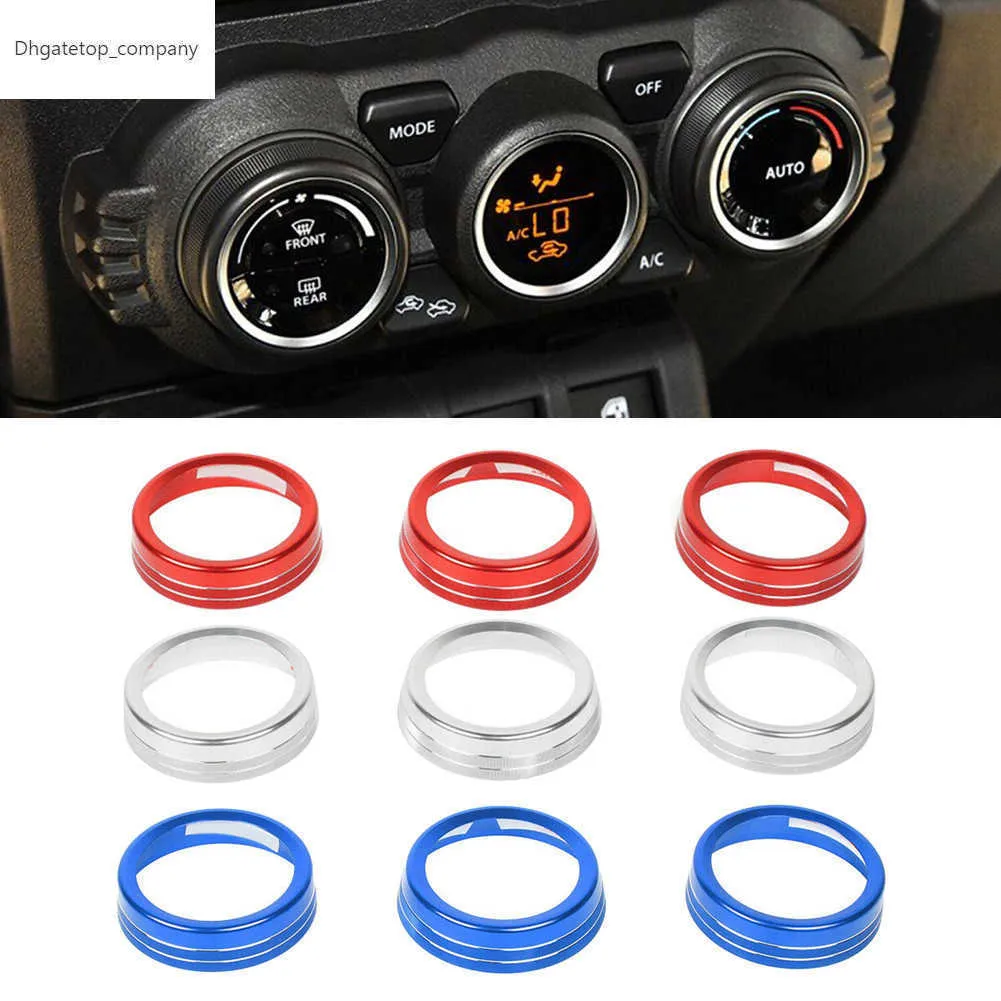 3pcs AC Klima Ses Knob Kapağı Alüminyum Alaşım Düğmesi Halkası Suzuki Jimny 2019 2020 Konsol Kapakları