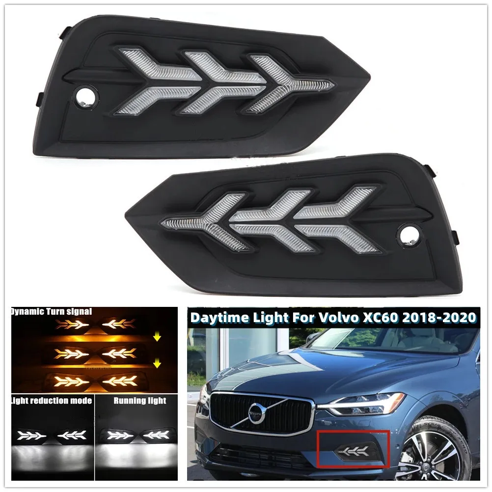 Feu de jour de voiture LED pour Volvo XC60 20 18-20 20, clignotant, phare antibrouillard de conduite