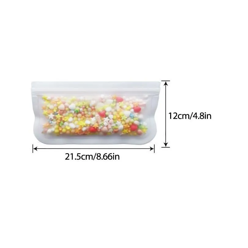 1pc reusable food zer bags leakproof silicone ziplock bags bpa lunch bag meat fruit veggies storage bag dishwasher safe hh597