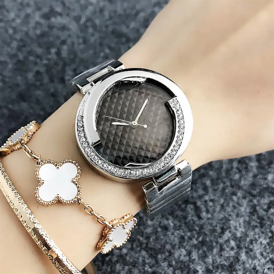 Brand Quartz Watch For Women Girl Crystal Style Metal Çelik Bant Bilekleri G31279O