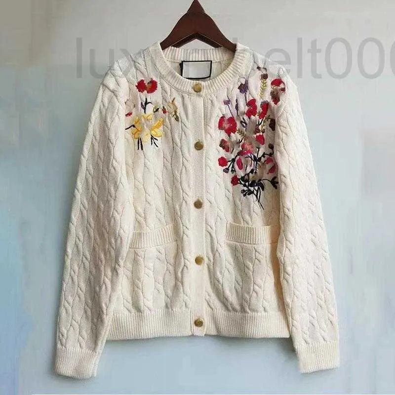 Women's Sweaters designer Embroidery Round Neck Single breasted Elegant Ladies' Temperament Knitted Cardigan Long Sleeve Top CM3A