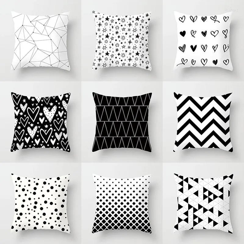 Pillow Black And White Geometric Decorative Pillowcases Throw Case Striped Cover Funda Cojines