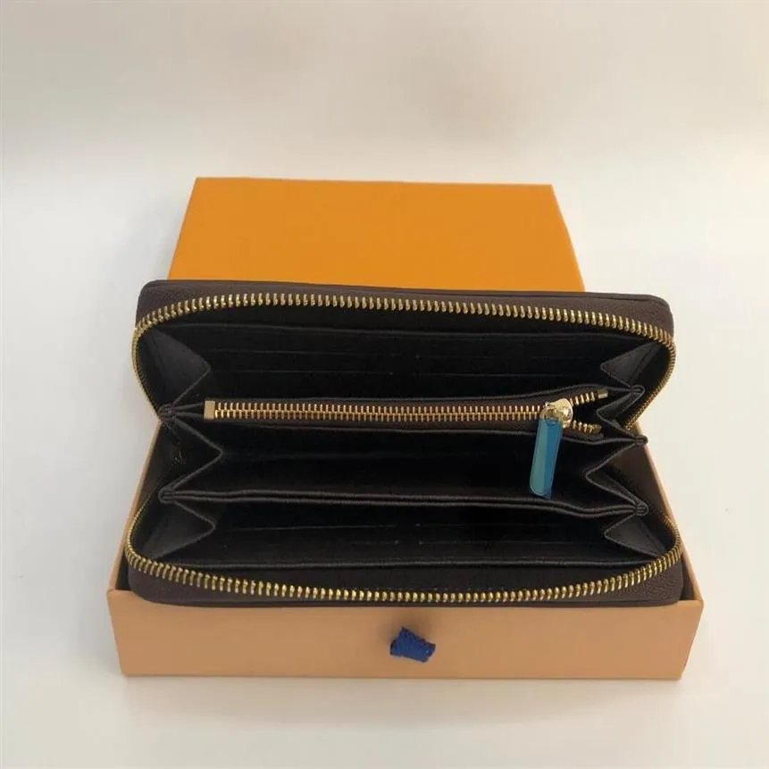 2021 créateur de mode hommes femmes portefeuille en cuir dame dames long sac à main avec boîte orange card279j