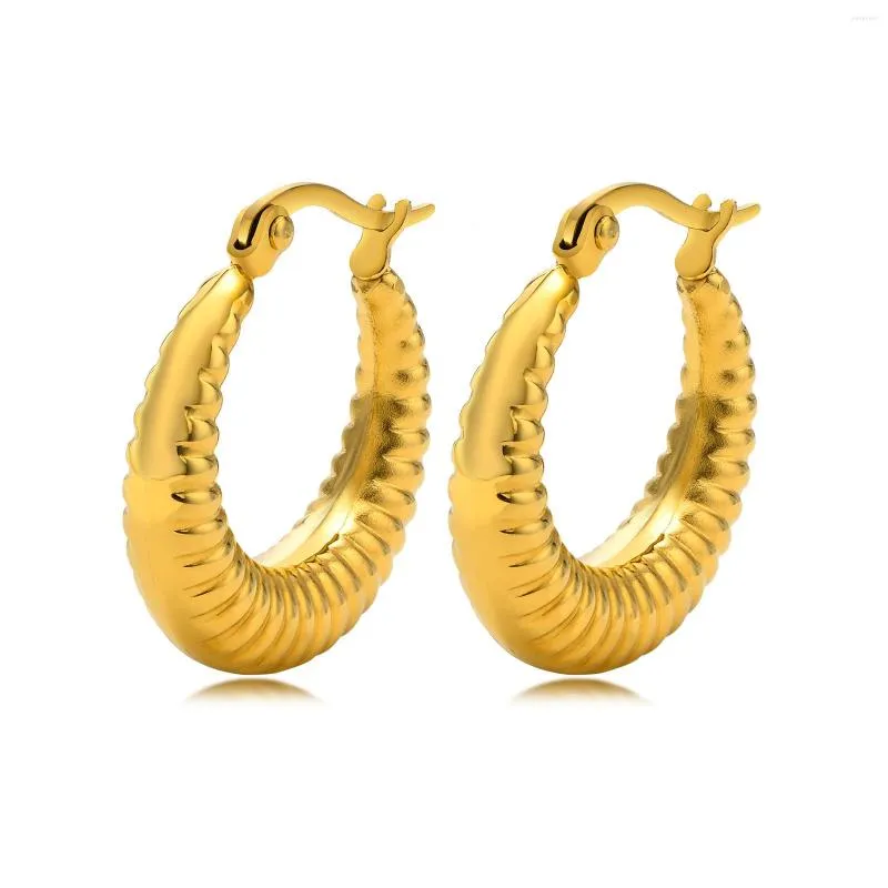 Hoop Earrings Gold Jewelry Hammered In Stainless Steel Women Jewellery