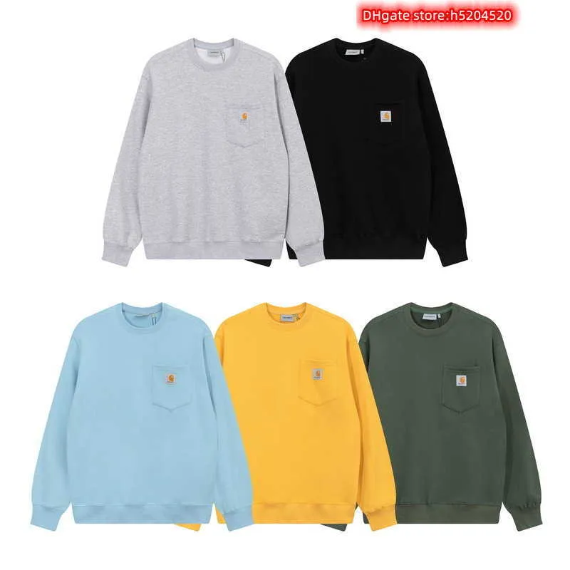 Men's and Women's Sweatshirts North American High Street Brand Carhart Pure Cotton Classic Trend in Autumn Winter of Cashmere Thickened Round Neck Pullover Sweater