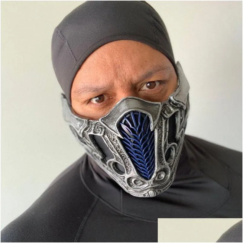 Inne imprezy imprezowe 2021 Mortal Kombat Subzero Scorpion Cosplay Maski Pvc Half Face Halloween Role Plack Costume Props Drop dhxir