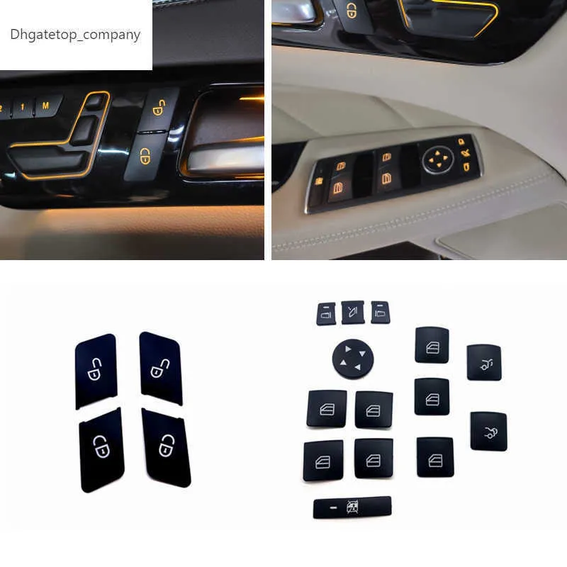 Auto raam glazen lift knop sticker deur slot ontgrendel knop deksel sticker voor Mercedes benz a b c e gla cla glk gl ml gle class