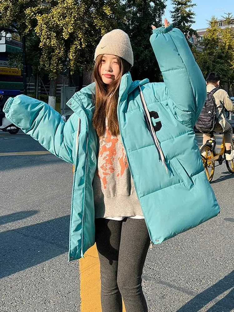 Frauen Unten Frauen Lose Parkas Casual Dicke Warme Mit Kapuze Mantel 2022 Winter Jacken Weibliche Outwear Koreanische Baumwolle Gepolstert