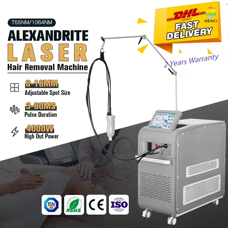 Alexandrite Laser Fiber 755nm Remoção de cabelo Laser longo Laser 1064 Máquina de remoção de cabelo