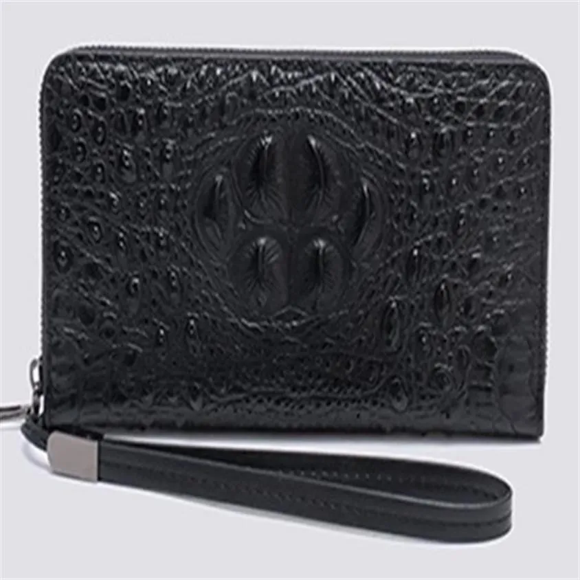 Nya män långa plånböcker Real Leather Crocodile Grain Hard Shell 20cm Längd Business Casual Cluth Wallet Multi-Slots Single Zipper2037