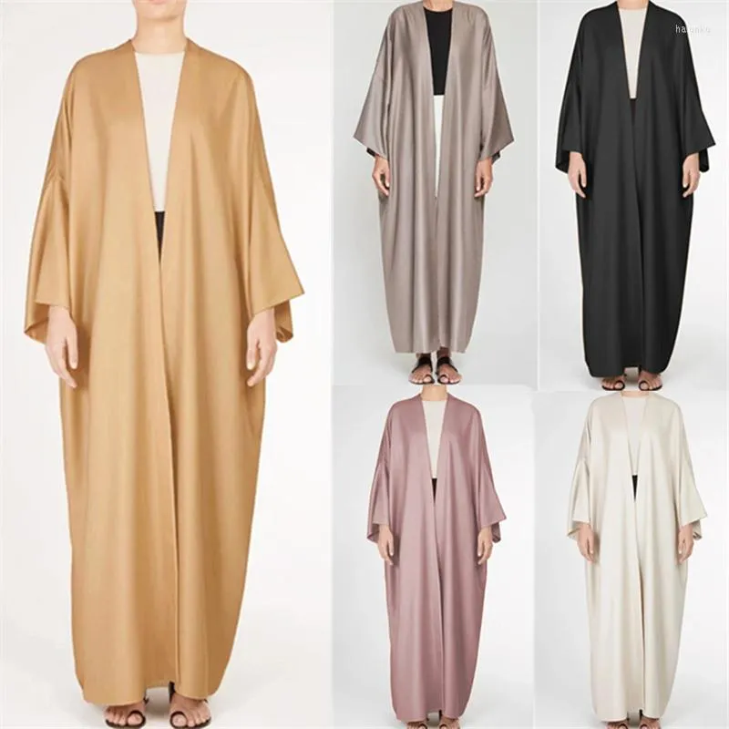 Ethnic Clothing XL 2XL Solid Color Open Abaya Fashion Muslim Dress Women Cardigan Robe Turkey Dubai Styles Islamic Y1200