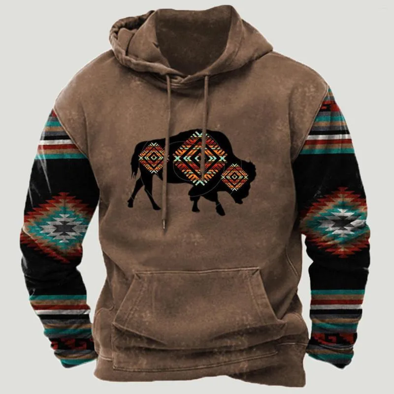 Erkek Hoodies 2023 Moda Batı Aztek Etnik Dövme 3d Her Yerinde Baskılı Erkek Kazak Unisex Kazak Rahat Ceket Erkek Giyim