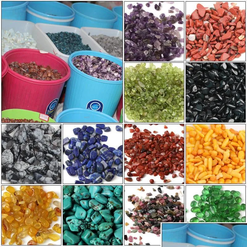 Jade 18 Farben Naturkristall-Mischsteine, getrommelte Chips, zerkleinerter Stein, Heilung, Schmuck, Heimdekoration, 866 B3, Drop-Lieferung Dhoqv