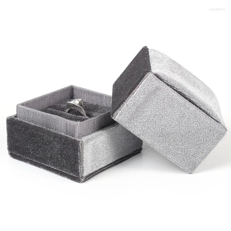 Schmuckbeutel Velet Grey Hochzeit Verlobungsringe Box Damenschmuck Ohrringe Halsketten Display Verpackung Geschenke für Liebhaber Organisatoren