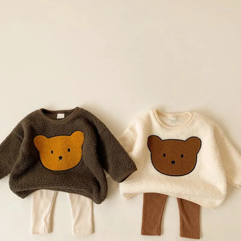 Ensembles de vêtements hiver bébé vêtements ensemble polaire enfant en bas âge sweat épais velours garçons et pantalons 2 pièces 0-2Y enfants manteau coton vêtements d'extérieur