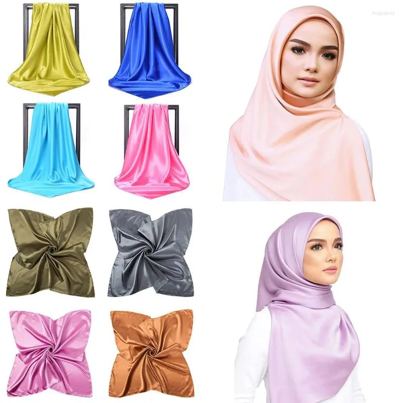 Ethnic Clothing 90 Plain Color Satin Scarf Mulism Hijab Female Islamic Head Wraps Women Scarves Ladies Jersey Hijabs