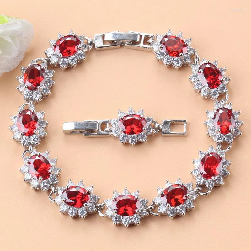 Link Bracelets Dubai Bridal Costume Garnet Wedding Jewelry With 925 Mark 12-Color Bracelet Bangle For Women Gift