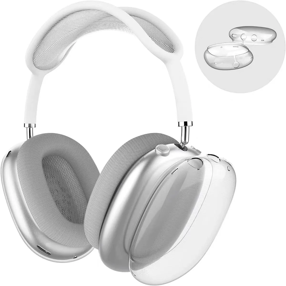 Para Airpods Max Air pods Maxs fones de ouvido fones de ouvido max Almofadas Acessórios Silicone sólido Alto personalizado à prova d'água Protetor de plástico Estojo de viagem para fone de ouvido