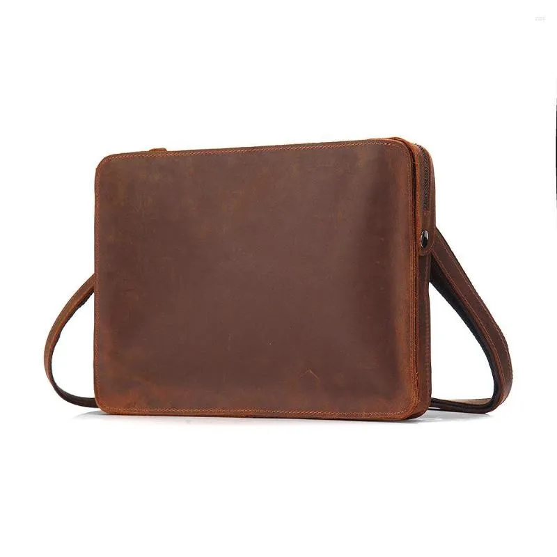 Duffelpåsar brun plånbok retro läder handväska handgjorda en axel crossbody liten väska för män och kvinnor droppar