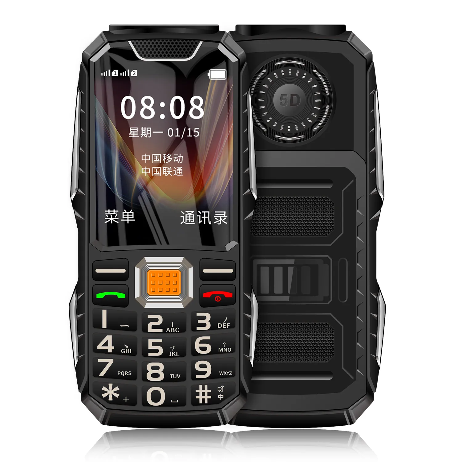 Entsperrtes GSM 2G-Bar-Handy, 2,4 Zoll, Dual-Sim-Karte, FM-Radio, MP3, Doppel-Taschenlampe, Taschenlampe, Vibration, große Taste, lauter Ton für ältere Mobiltelefone