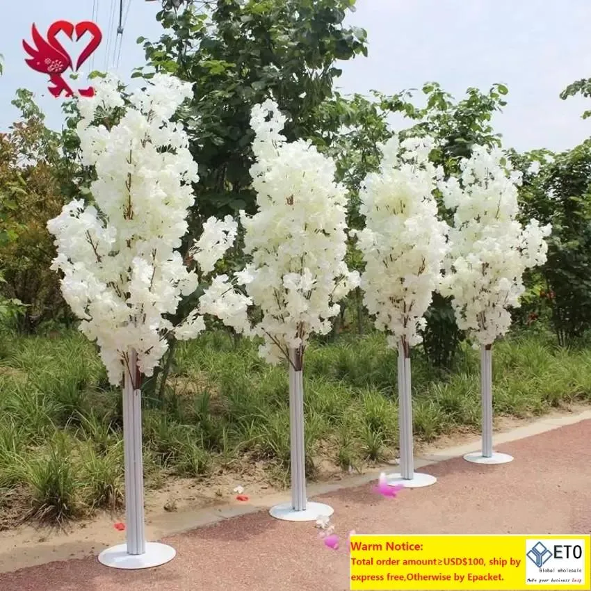 Decoración de la boda 5 pies de alto 10 piezas Flores decorativas Guirnaldas Slik Árbol de flor de cerezo artificial Columna romana Camino