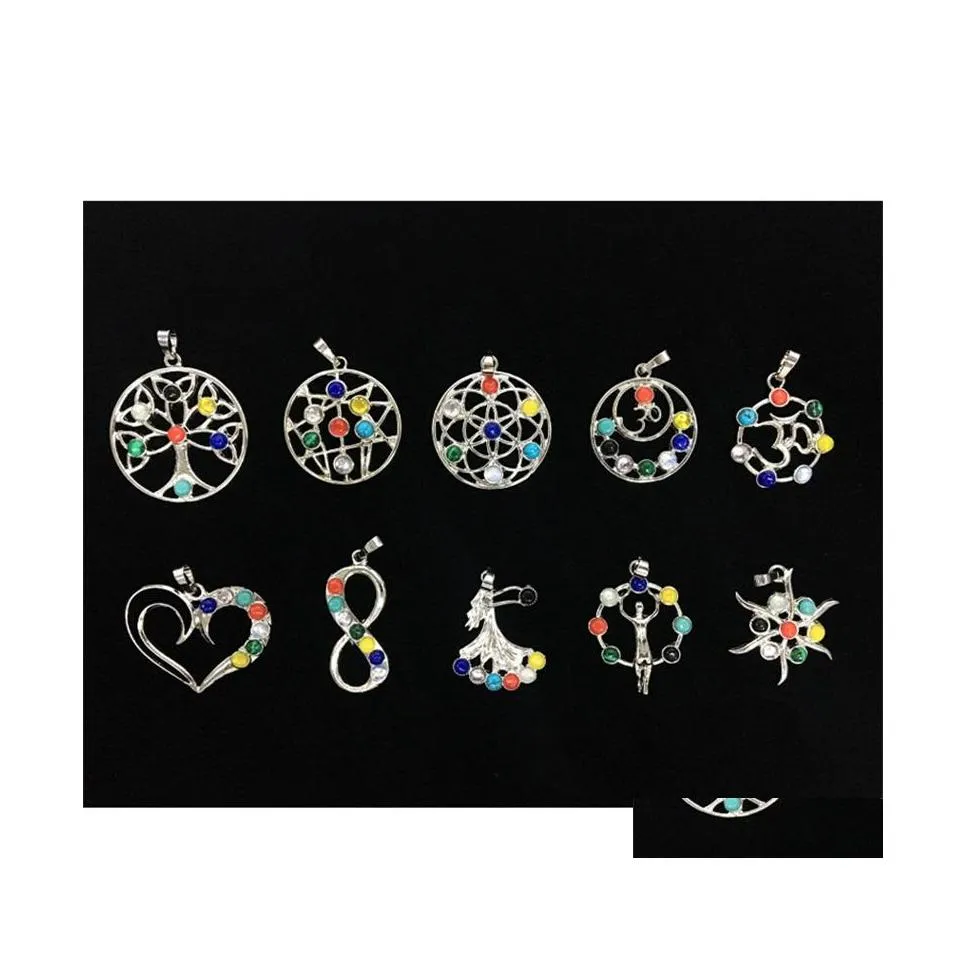 Charms 7 Chakra Stone kralen hangdoek yoga genezingspunt reiki kristal kralen gezondheid amet vrouwen bloem hangers 1893 t2 drop levering je dh5xg