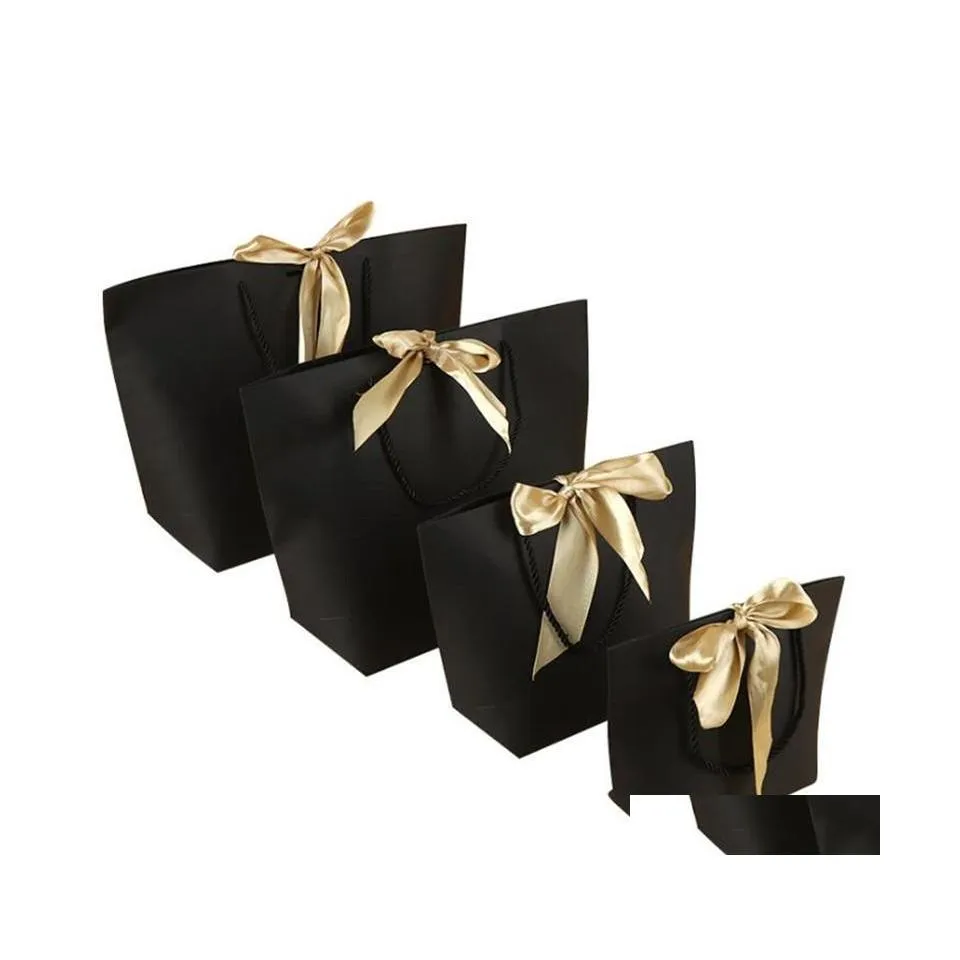 Verpackungsbeutel Papier Geschenk mit Griffen Shop Paket Tasche Karton für Geburtstag Hochzeit Feier Geschenk Wrap Drop Lieferung Büro S DHDJQ