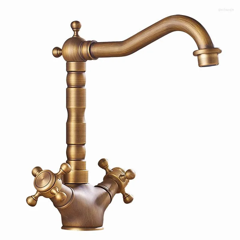 Bathroom Sink Faucets Basin Faucet Double Lead Antique All Copper Washbasin Low European Style