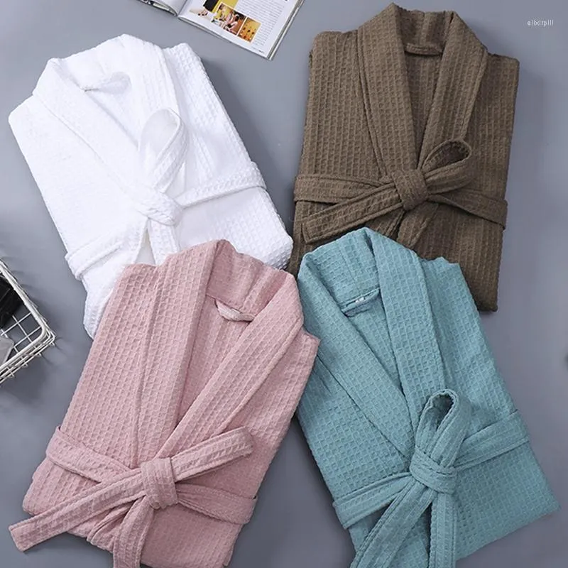 Women's Sleepwear Summer Waffle Cotton Bathrobe For Men Women Thin Section Absorbent Kimono Robe Trendyol Spring Home Clothes