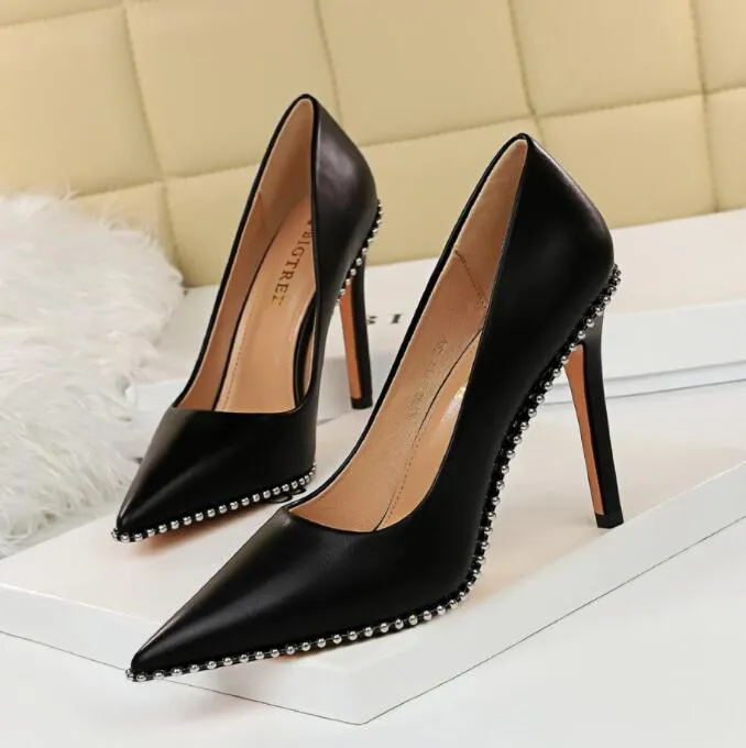 1829-3 Scarpe eleganti Donna Pompa con tacchi alti Stiletto PU Leather Women Sexy Party Female Plus Taglia 42