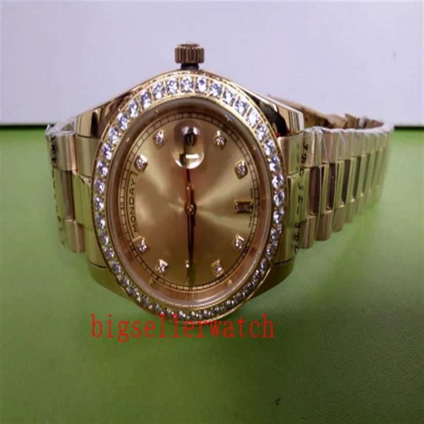Luksusowe dwuosobowe oryginalne pudełko 36 mm stalowe żółte złote diamentowe piersiach Zegarek 116243 Automatyczne modne zegarki męskie Wris278o