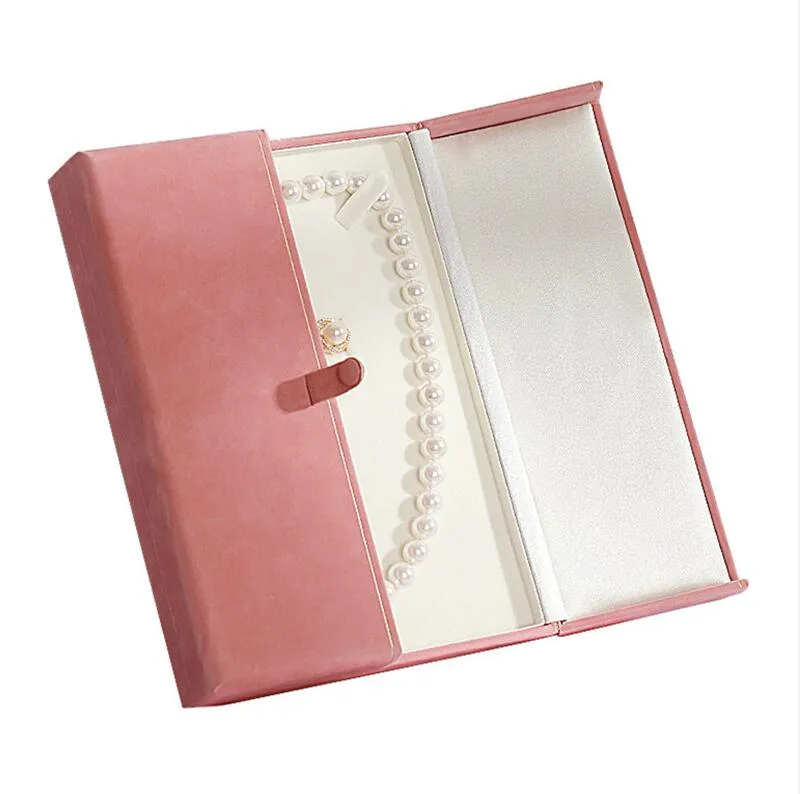 Velvet Halskette Geschenkbox Perlen Halsketten Ringe Schmuckschachtel Vintage Double Open Schmuckverpackungen Hüllen Display Organizer