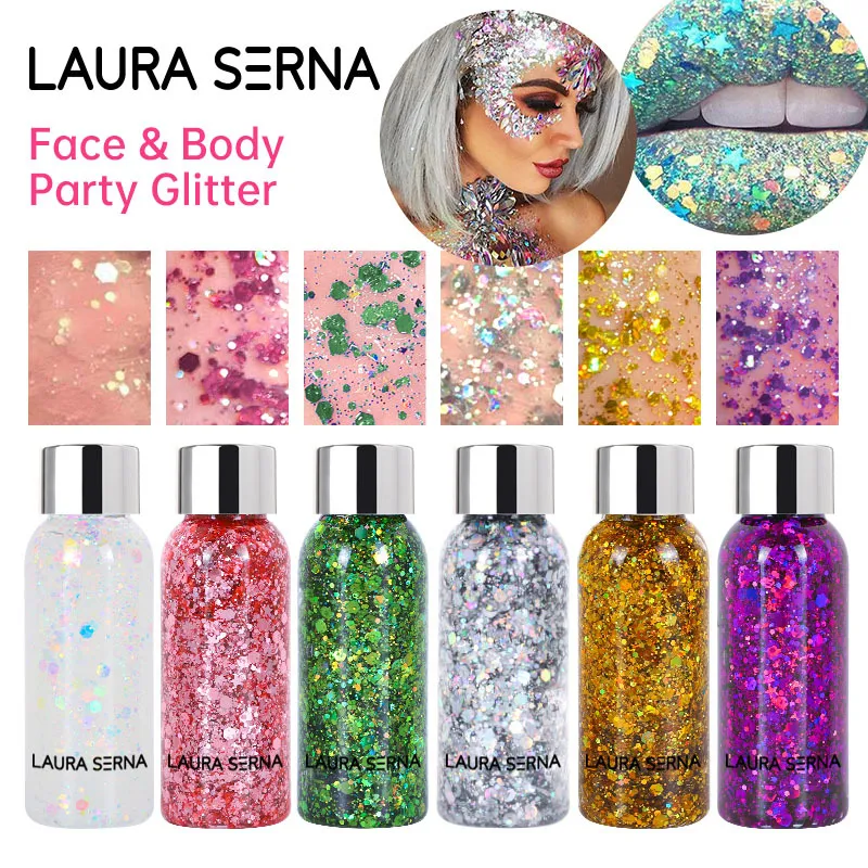 Face Glitter Gel Mild Glitter Liquid Eyeshadow Body Festival Glitters Set di bellezza cosmetica per le guance dei capelli