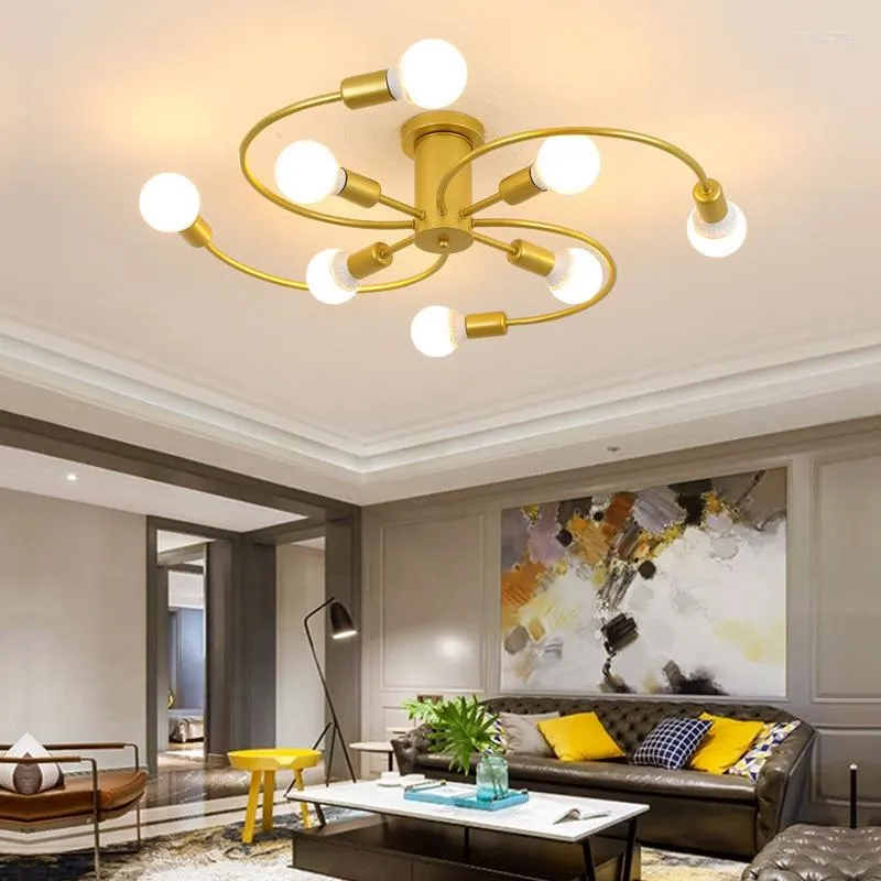 Deckenleuchten Moderne Eisen Kronleuchter für Innenbeleuchtung LED E27 Lampe Schwarz Weiß Gold Wohnzimmer Schlafzimmer Dekoration