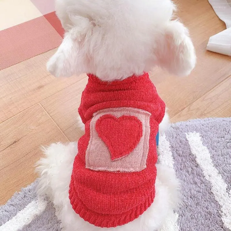 Abbigliamento per cani Maglione Affascinante motivo a cuore d'amore Adatto alla pelle Inverno caldo a 2 zampe Pullover per gatti Decor Pet Dress Up274G