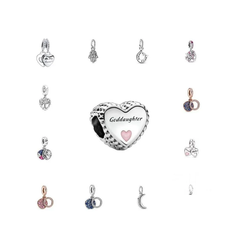 Argento Ckk Fit Pandora Bracciali Madre Figlia Cuore Charms Sier 925 Perline originali per creazione di gioielli Sterling Fai da te Donna Q0225 74 Dh62Z