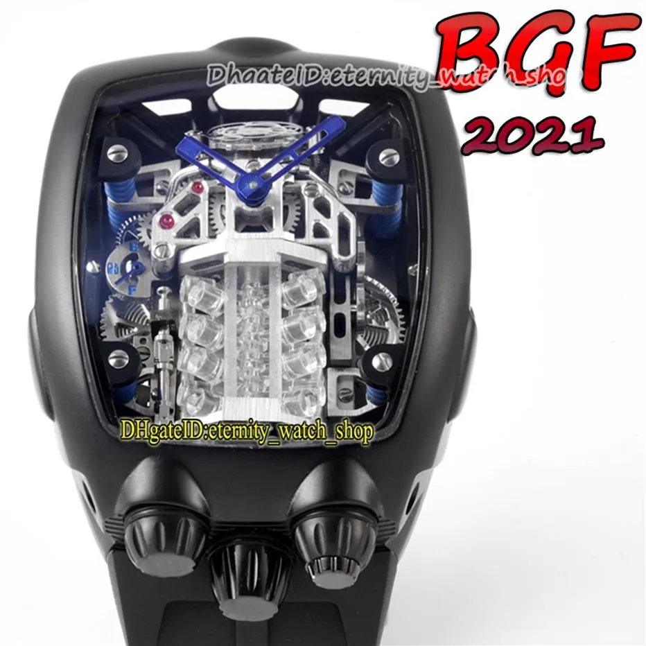 BGF 2021 Nieuwste producten Super running 16 Cilinder Engine Black Dial Epic X Chrono CAL V16 Automatische heren Watch Black Case Eternit172K