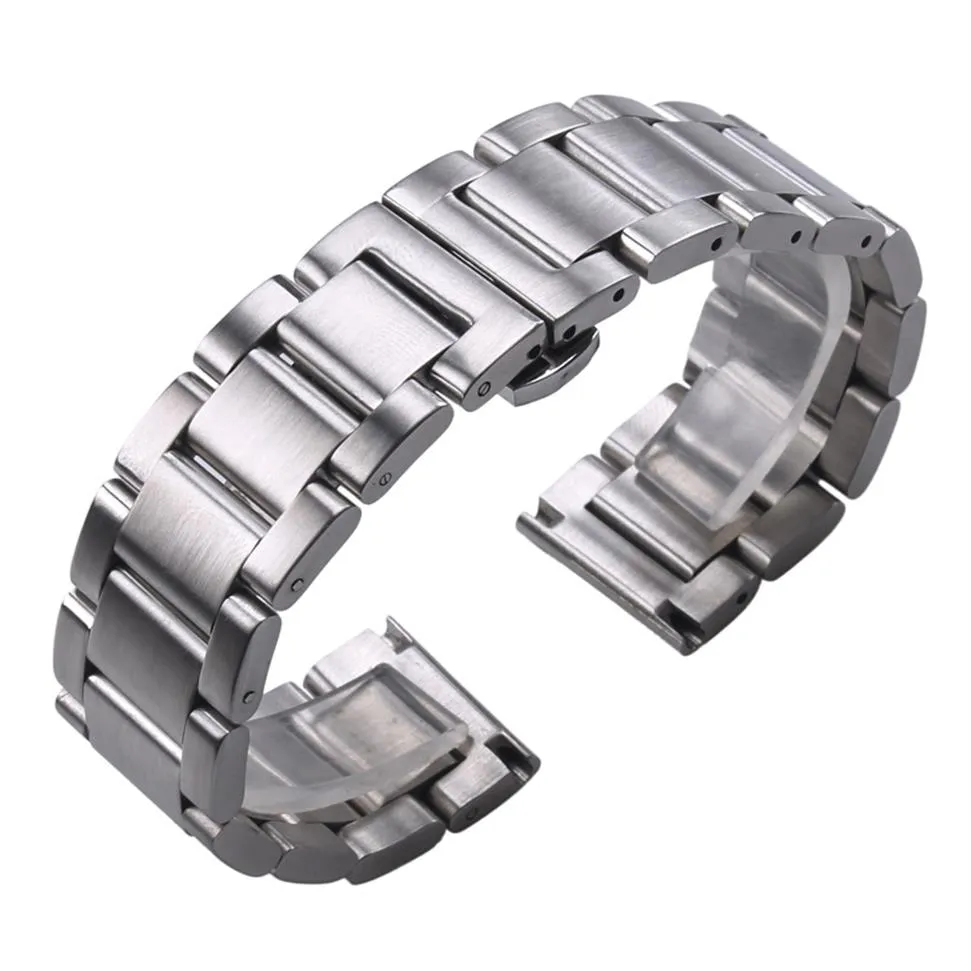 Solid 316L ze stali nierdzewnej Paspty zegarkowe Silver 18 mm 20 mm 22 mm metalowy metalowy pasek pasek na nadgarstki Bransoletka CJ191225219S