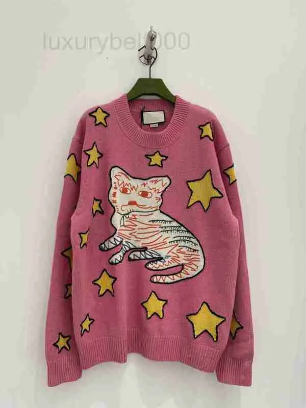 Pulls pour femmes Designer Heavy Industry Star Cat Broderie Pull Design Sens Age Réduisant Haut de gamme Tricoté pour les femmes YC28