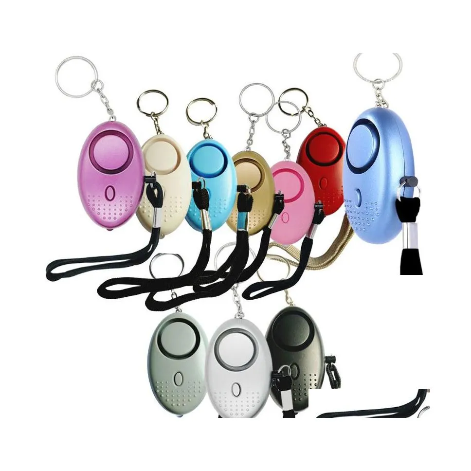 Porte-clés Longes 130Db Oeuf Forme Autodéfense Alarme Porte-clés Pendentif Personnaliser Lampe De Poche Sécurité Personnelle Porte-clés Charme Voiture K Dhcje