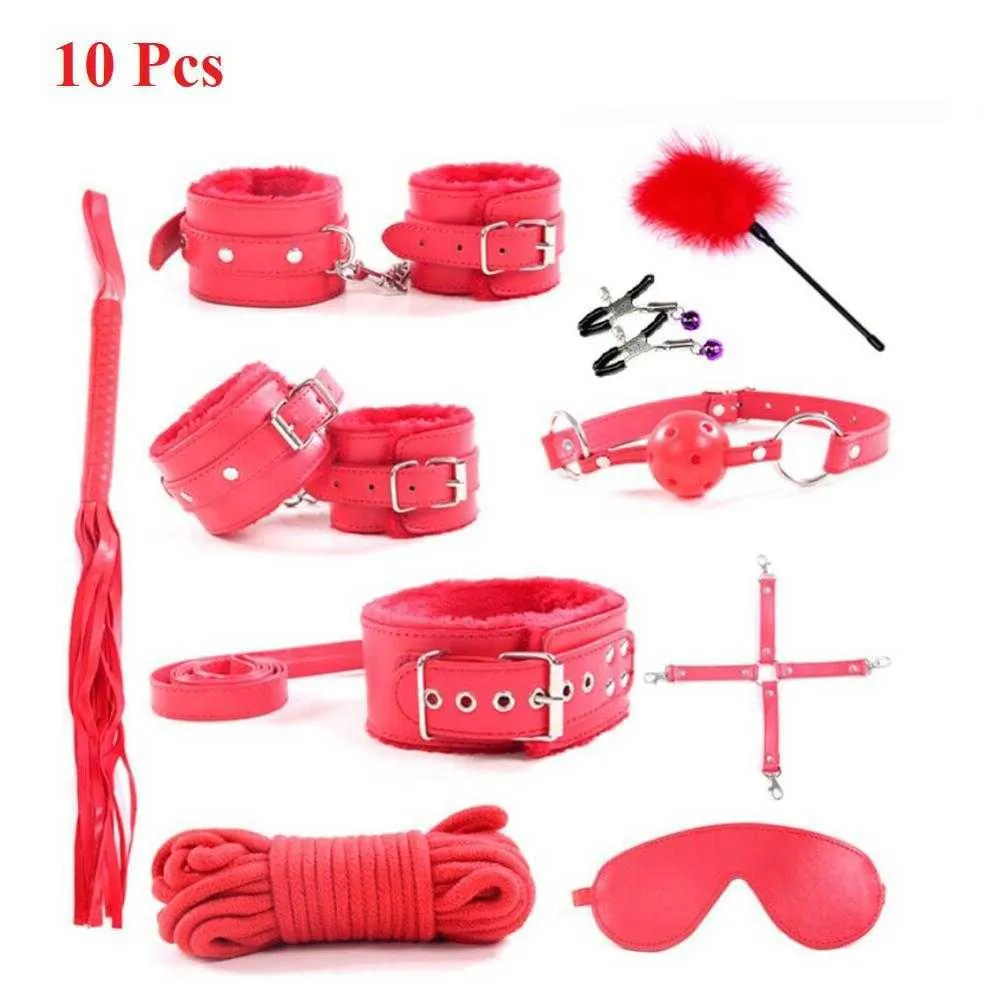 Schoonheid items leer sexy speelgoed voor volwassen game erotische bdsm kits bondage handboeien zweep gag sm bdsm tepel klemmen