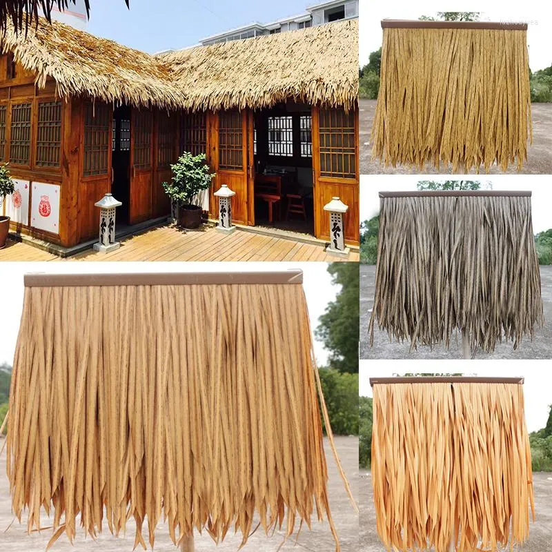 Decorative Flowers 50cm Fake Thatch Artifical Plant For Roof Decoration PVC Retardant False Simulation Natural Thatched Home Garden Decor