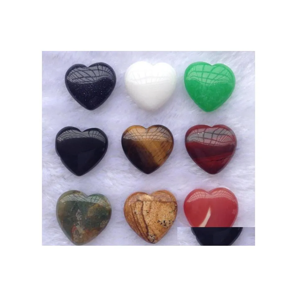 Crystal 20mm Love Heart Shaped Natural Stone Healing Crystals Stones Valentine Day Ornament Mti Color Jewel Drop Delivery DHBQX