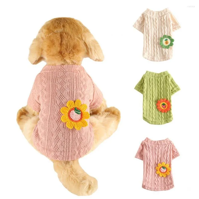 Dog Apparel Pet Clothes Knitted Sweater Outfit Sunflower Pattern All- Skin-friendly Supplies