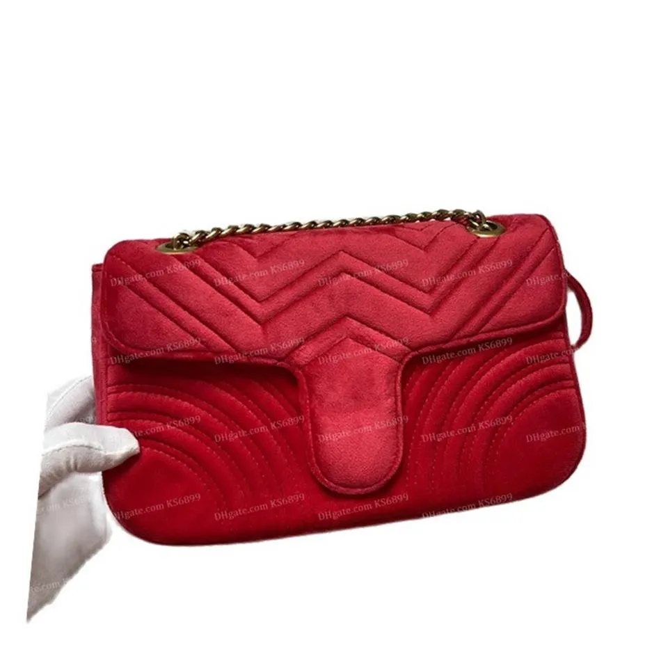 حقائب الأزياء أكياس الكتف الجلدية نساء سلسلة Crossbody Bag Velvet Handbags Presher Highly Quality Female Messager محافظ MA2440