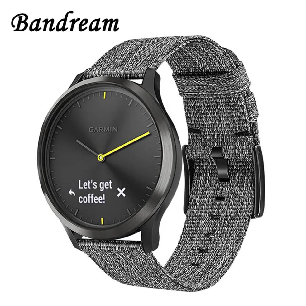 Canvas Nylon Watchband för Garmin VivoActive 4 4S Venu Luxe Style Vivomove 3 3S HR Quick Release Strap Watch Band287w