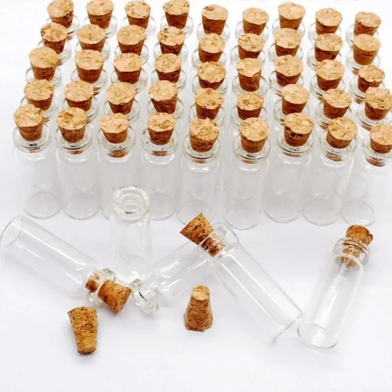 Small Glass Favor Jars Bottles with Cork Stopper Mini Jar with Lids for DIY Crafts Wedding Favors