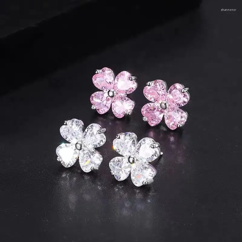 Stud Earrings 2022 Cool Style High Quality Cherry Blossom Petal Women's Temperament Birthday Party Premium Luxury Jewelry Gift