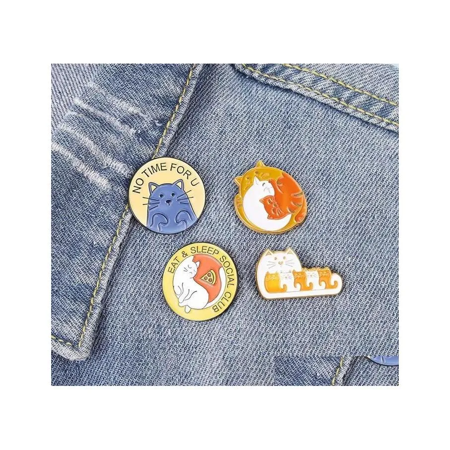 Pins Brooches Cute Cartoon Animal Cat Pin For Women Fashion Dress Coat Shirt Demin Metal Funny Brooch Pins Badges Backpack Gift Jew Dh8Qi